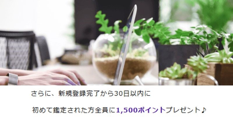 新規登録後30日以内に鑑定を受けて1500ポイントゲット