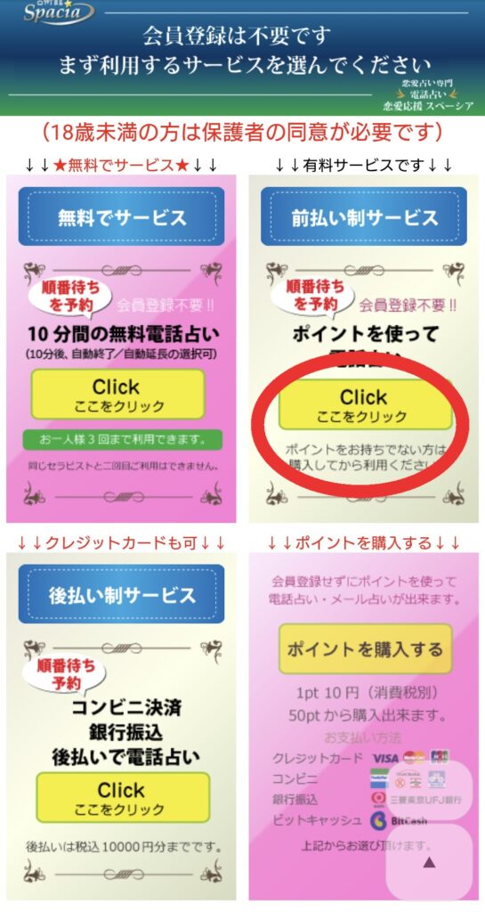 電話占いスペーシア先払い1