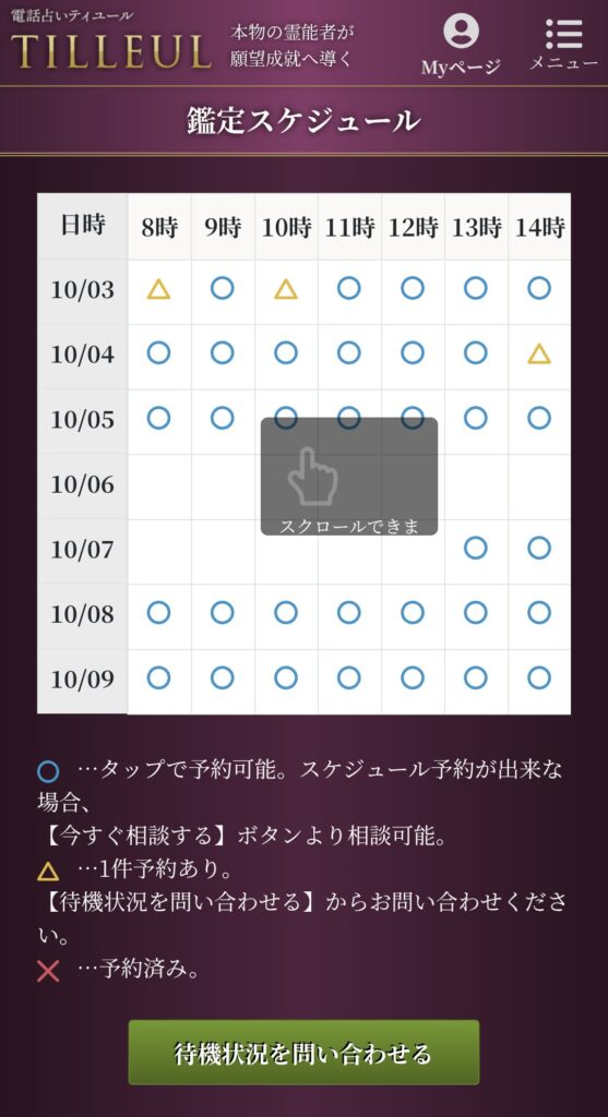 電話占いティユール予約2