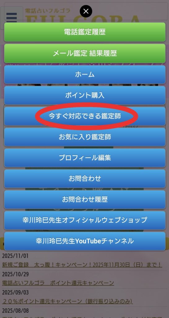 電話占いフルゴラ今すぐ鑑定1