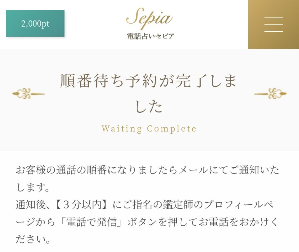 電話占いセピア順番待ち予約3